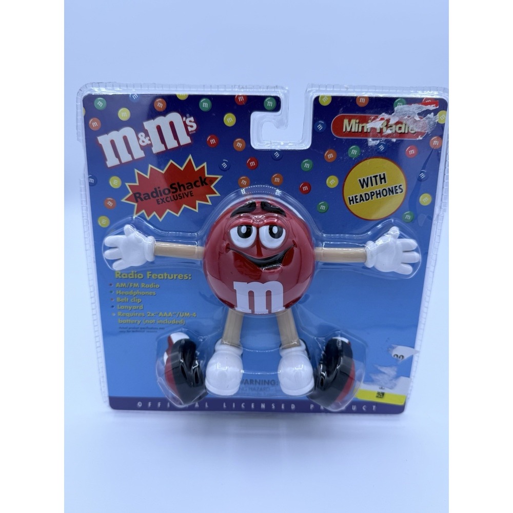 Vintage M&M's Red Character Mini Radio RadioShack Exclusive w Headphones NIB
